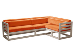 Угловой диван Магнус Угловой сосна Дуб беленый, Оранжевый, вельвет, Правый АндерСон