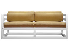 Прямой диван Магнус Мини сосна Белая эмаль, Бежевый, вельвет АндерСон