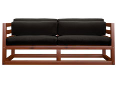 Прямой диван Магнус Мини сосна Вишня, Черный, вельвет АндерСон