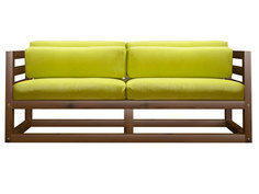 Прямой диван Магнус Мини сосна Орех, Лимонный, вельвет АндерСон