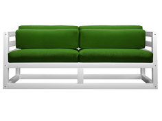Прямой диван Магнус Мини сосна Белая эмаль, Зеленый, вельвет АндерСон