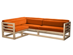 Угловой диван Магнус Угловой сосна Сосна натуральная, Оранжевый, вельвет, Левый АндерСон