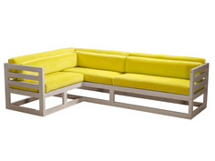 Угловой диван Магнус Угловой сосна Дуб беленый, Лимонный, вельвет, Левый АндерСон