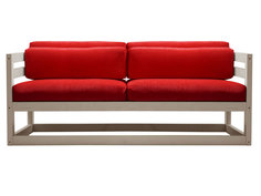 Прямой диван Магнус Мини сосна Дуб беленый, Красный, вельвет АндерСон