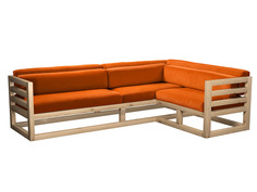 Угловой диван Магнус Угловой сосна Сосна натуральная, Оранжевый, вельвет, Правый АндерСон