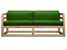 Прямой диван Магнус Мини сосна Сосна натуральная, Зеленый, вельвет АндерСон