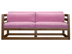 Прямой диван Магнус Мини сосна Орех, Розовый, вельвет АндерСон