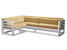 Угловой диван Магнус Угловой сосна Белая эмаль, Бежевый, вельвет, Левый АндерСон