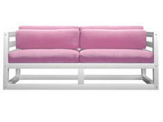 Прямой диван Магнус Мини сосна Белая эмаль, Розовый, вельвет АндерСон
