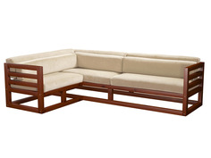 Угловой диван Магнус Угловой сосна Вишня, Белый, вельвет, Левый АндерСон