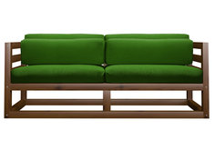 Прямой диван Магнус Мини сосна Орех, Зеленый, вельвет АндерСон