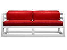 Прямой диван Магнус Мини сосна Белая эмаль, Красный, вельвет АндерСон