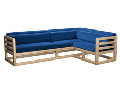 Угловой диван Магнус Угловой сосна Сосна натуральная, Синий, вельвет, Правый АндерСон