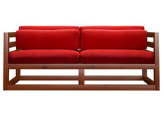 Прямой диван Магнус Мини сосна Вишня, Красный, вельвет АндерСон