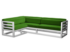 Угловой диван Магнус Угловой сосна Белая эмаль, Зеленый, вельвет, Левый АндерСон