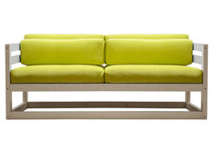 Прямой диван Магнус Мини сосна Дуб беленый, Лимонный, вельвет АндерСон