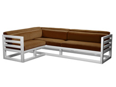 Угловой диван Магнус Угловой сосна Белая эмаль, Левый, Коричневый, вельвет АндерСон