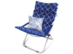 Кресло-шезлонг со съемным матрасом и дек.подушкой ННК6/BL синий "Ника"