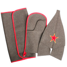 Набор для бани "Будёновский" из сукна (шапка, коврик, рукавица) No Brand