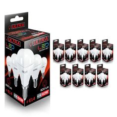 Светодиодная Лампочка Ultra Led G45 8,5W E14 3000K, комплект 10 шт.