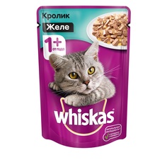 Влажный корм для кошек Whiskas желе с кроликом, 85г