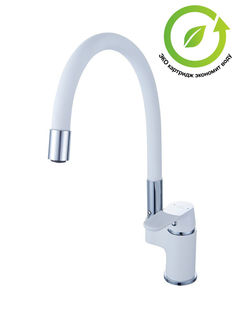 Смеситель для кухни Diadonna D87-437114W с гибким изливом 1 ручка, белый