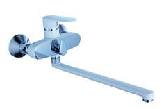 Смеситель для ванны Diadonna D87-222117W с прямым поворотным изливом 1 ручка, хром+белый