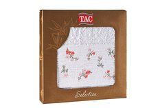 Подарочное полотенце TAC махровое 50*70, с вышивкой, 500 г/м2 ROSE, белое