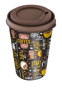 Стакан для напитков с крышкой декор 420 мл в ассортименте No Brand