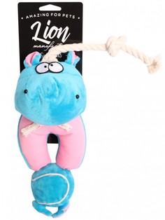 Развивающая игрушка для собак Lion Бегемот, голубой, 5 см
