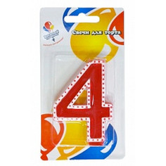 Свеча праздничная Цифра Четыре в ассортименте No Brand