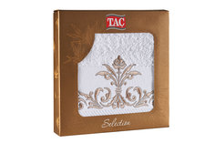 Подарочное полотенце TAC махровое 50*70, с вышивкой, 500 г/м2 ORNAMENT, белое
