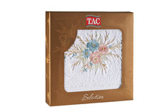Подарочное полотенце TAC махровое 50*70, с вышивкой, 500 г/м2 BOUQUET, белое