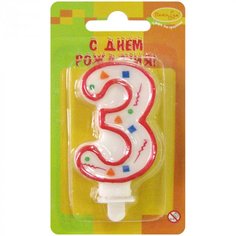 Свеча праздничная Цифра Три в ассортименте No Brand