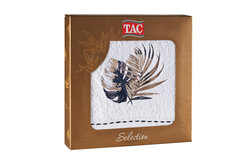 Подарочное полотенце TAC махровое 50*70, с вышивкой, 500 г/м2 FLORA, белое