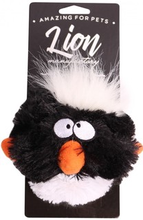 Мягкая игрушка для собак Lion Пингвиненок-колобок, черный, белый, 12 см
