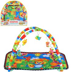 развивающий коврик Smart Baby, 2 дуги, 5 подвесок-погремушек, прямоугольный, JB0333620