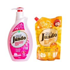 Эко-концентрат для мытья посуды Jundo Sakura 1 л + сменный блок Jundo Juicy Lemon 800мл