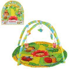 развивающий коврик Smart Baby, 2 дуги, 5 подвесок-погремушек, круглый, зеленый, JB0333602