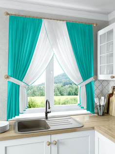 Штора Nivasan Сильвия 400x180, бирюзовый, 1 шт.