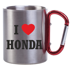 Металлическая Кружка DRABS с карабином I love Honda