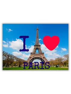 Магнит на холодильник DRABS малый - A5, I love Paris, Эйфелева башня