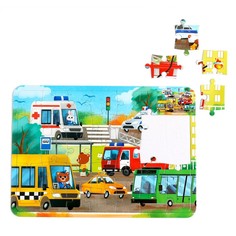 Пазл Puzzle Time Полезные машины, 34 детали + раскраска, в рамке 4659723