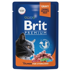 Влажный корм для кошек Brit Premium, лосось в соусе 14 шт х 85 гр Brit*
