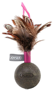 Неваляшка для кошек Joyser мята, перья, коричневый, розовый, 13 см