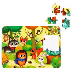 Пазл Puzzle Time Лесные зверята, 34 детали + раскраска, в рамке 4659720