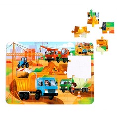 Пазл Puzzle Time Машины на стройке, 34 детали + раскраска, в рамке 4659724