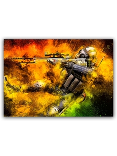 Магнит на холодильник DRABS counter strike, CS GO, парень с винтовкой в клубах дыма