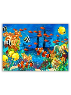 Магнит на холодильник DRABS большой - A4, Море. Под водой. Красочные рыбки