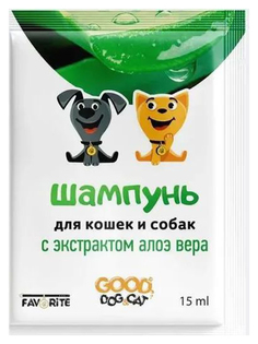 Шампунь для собак, для кошек GoodDog универсальный, лауретсульфат натрия, Алоэ вера, 15 мл